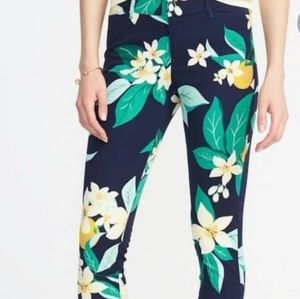 Old Navy pixie ankle Jean's orange floral blue